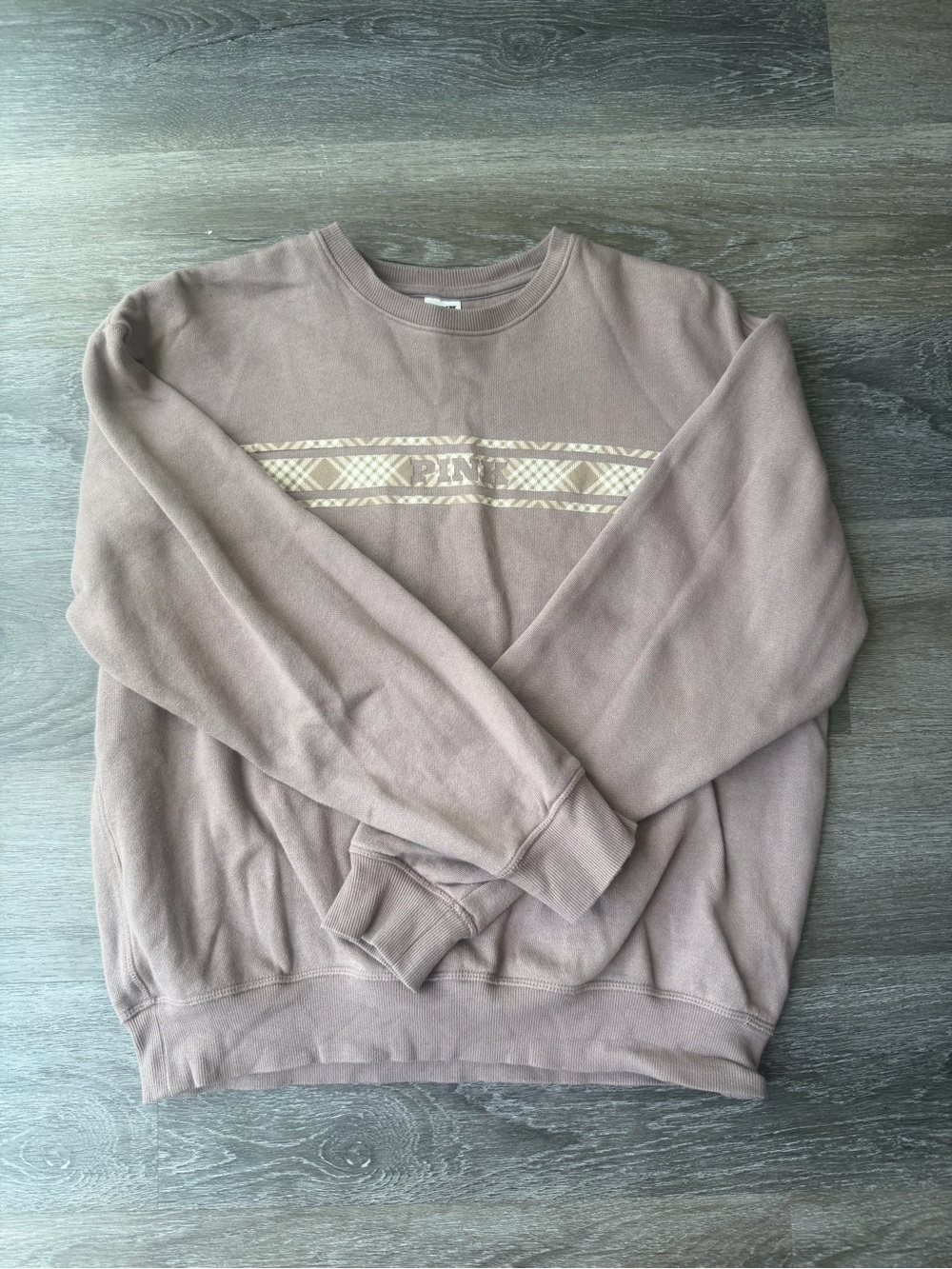 PINK Victoria's Secret Iced Coffee Brown Fleece Sweatshirt size small - Picture 4 of 7